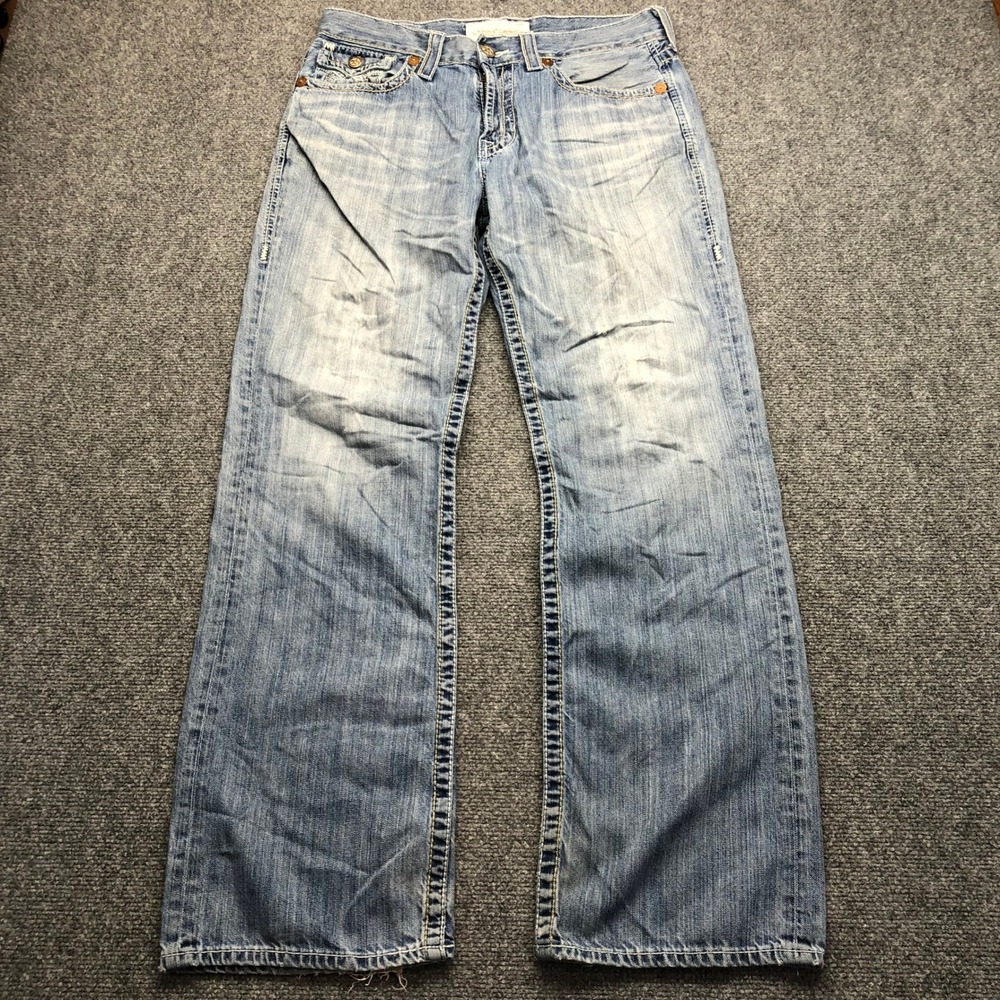 Big Star Pioneer Mens Jeans 33R Light Wash Straight Leg Embroidered Pockets